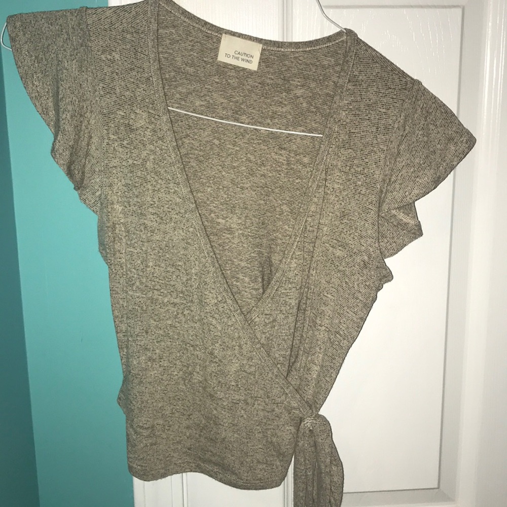Tan cross front/tie top!